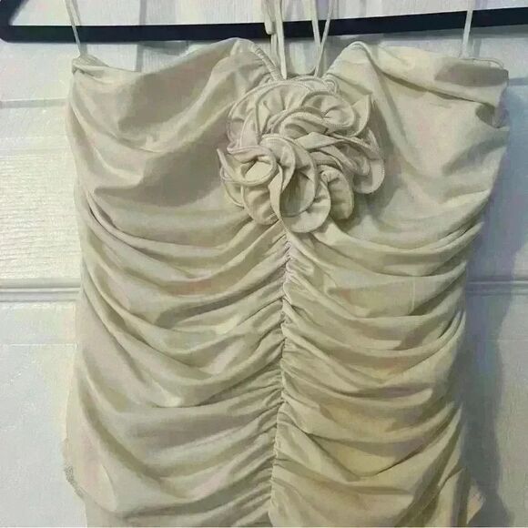 Express Body Contour Compression Halter Rosette Bodysuit - Picture 3 of 6